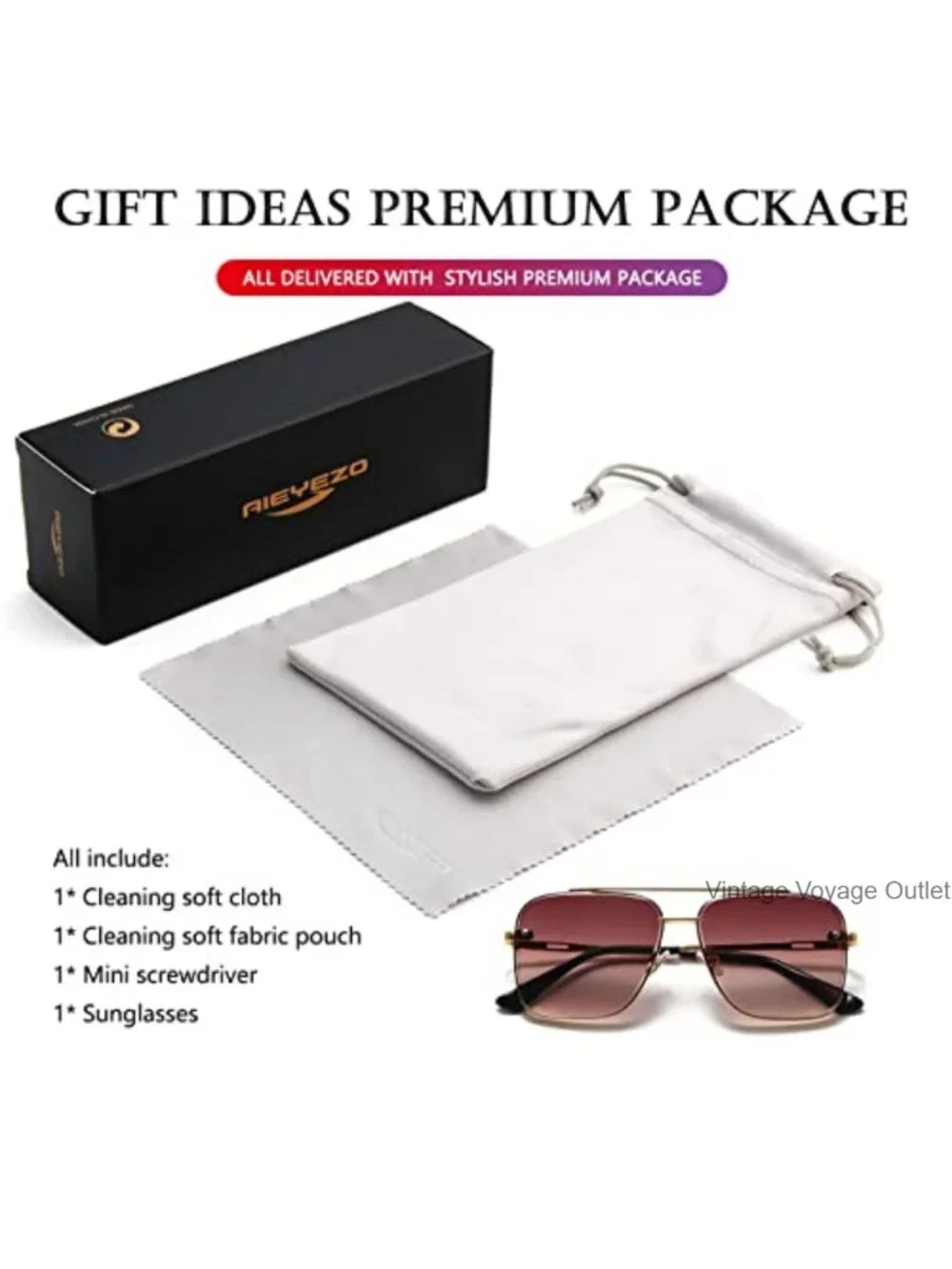 Oversized Metal Frame Square Aviator Sunglasses Gradient Shades UV Protected